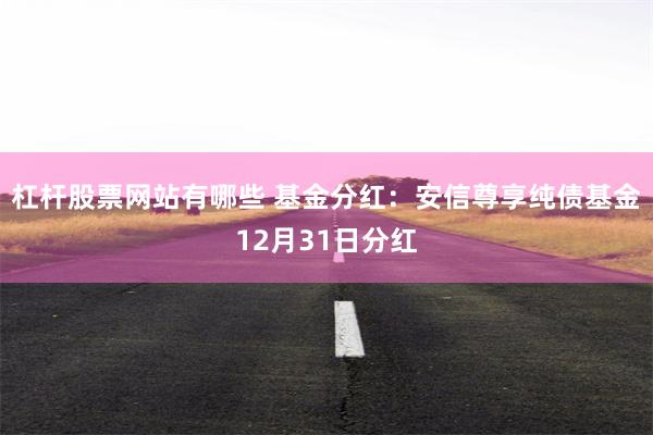 杠杆股票网站有哪些 基金分红：安信尊享纯债基金12月31日分红