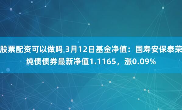 股票配资可以做吗 3月12日基金净值：国寿安保泰荣纯债债券最新净值1.1165，涨0.09%