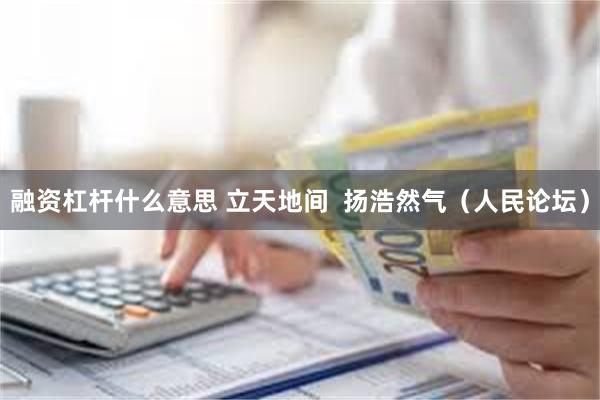 融资杠杆什么意思 立天地间  扬浩然气（人民论坛）